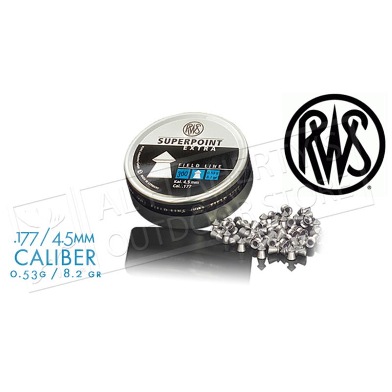 RWS Field Line SuperPoint Extra Airgun Pellets .177 / 4.5mm Caliber 8.2 Grain Tin of 300 #2317409