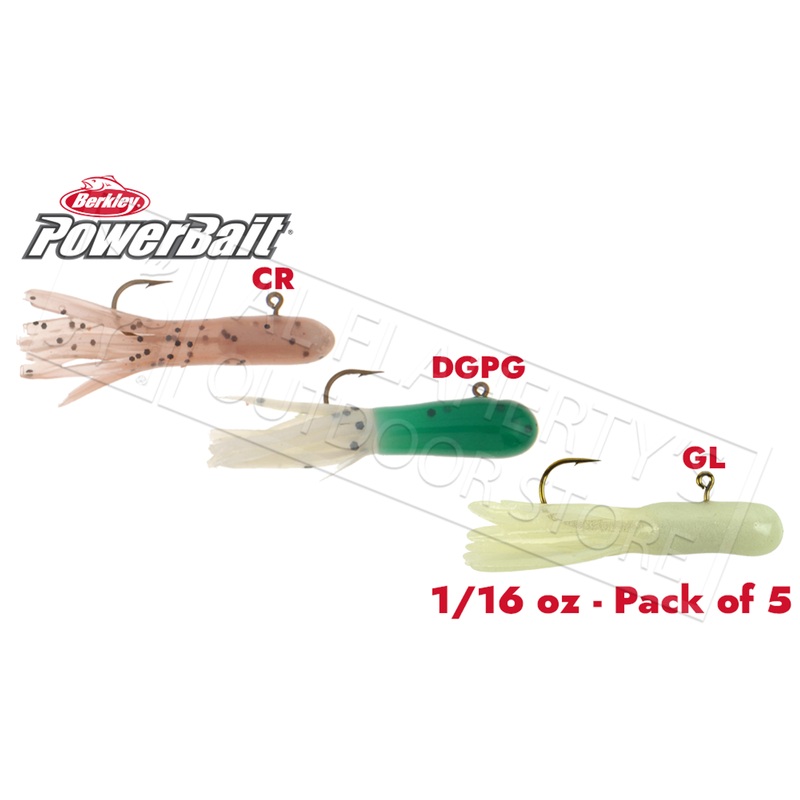 Berkley PowerBait Pre-Rigged Atomic Tubes, Various Patterns, Packs of 5, 1/16 oz. #PCAT116