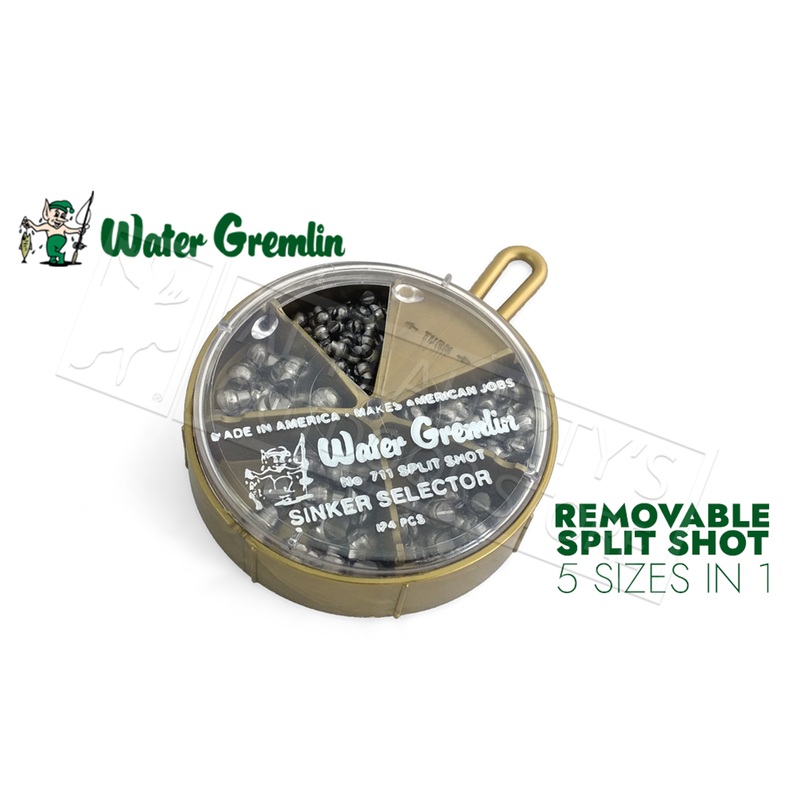 Water Gremlin Removable Split Shot Sinker Selector, Sizes BB to 4, 124 Pieces #711R