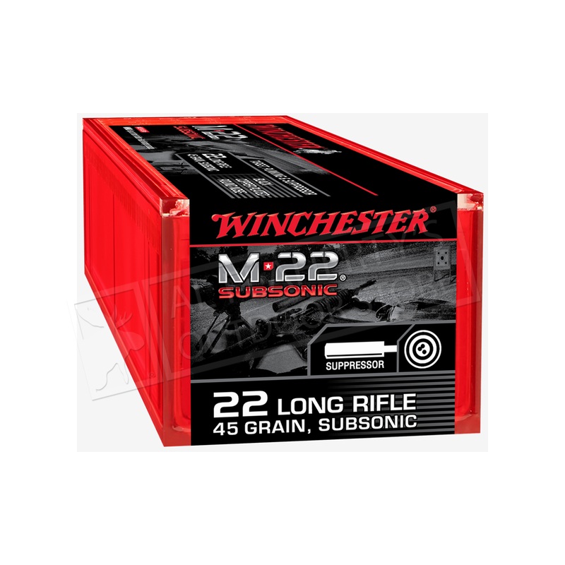 Winchester 22LR M-22 Subsonic, 45 Grains 100 Rounds #S22LRTSUP