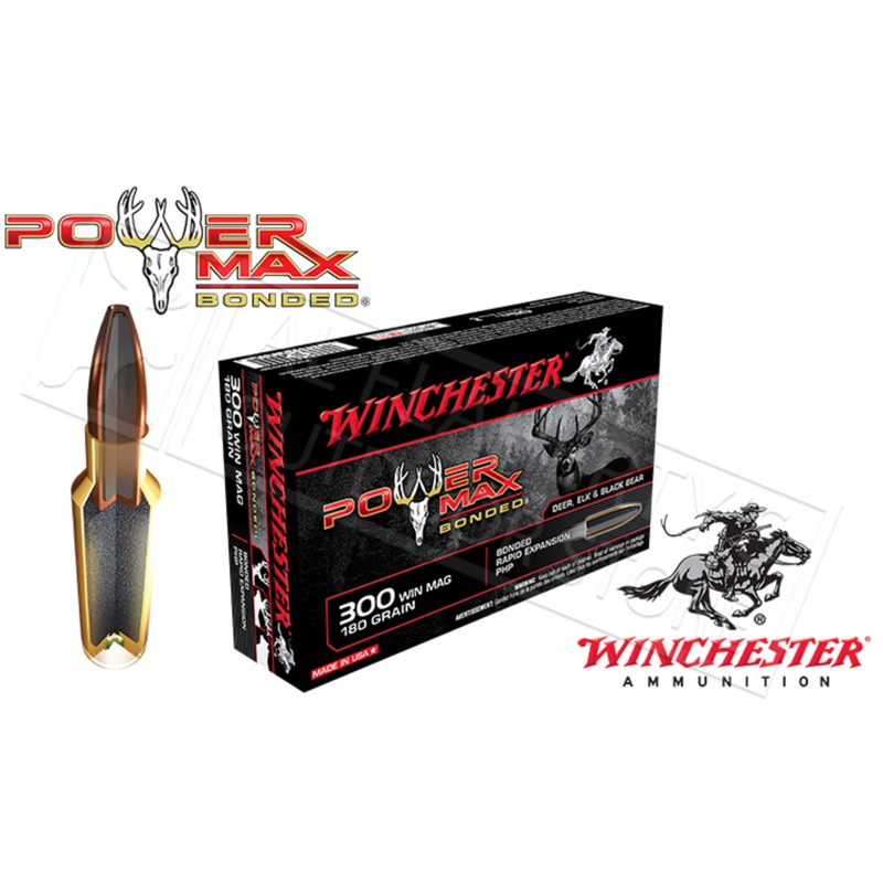 Winchester 300 Winchester Magnum Power Max, Bonded HP 180 Grain Box of 20 #X30WM2BP
