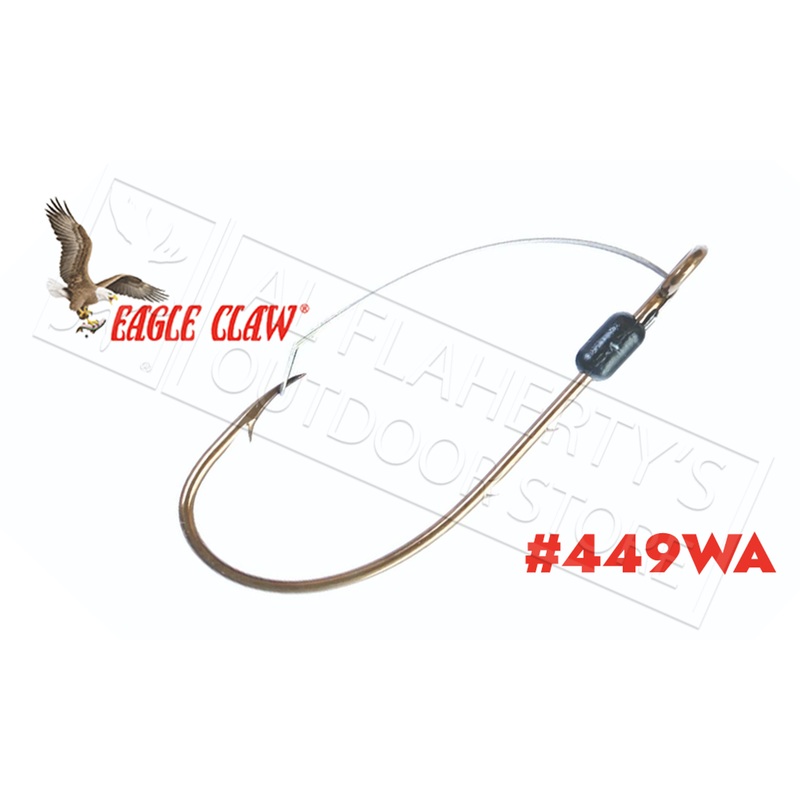 Eagle Claw Baitholder Weedless Bronze Hooks, Ringed Eye, Packs of 5, Sizes 6 to 4/0 #449WA