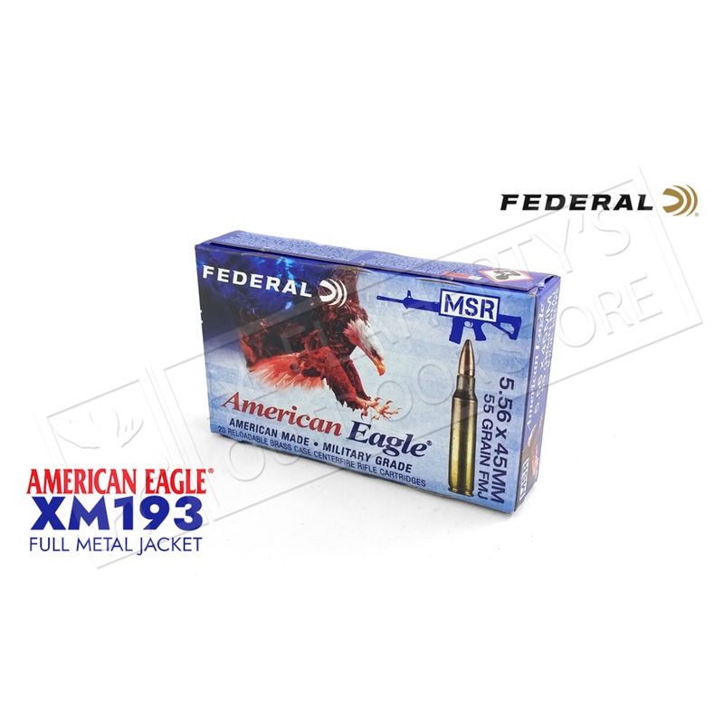 Federal American Eagle 5.56 FMJ 55 Grain Box of 20 #XM193X