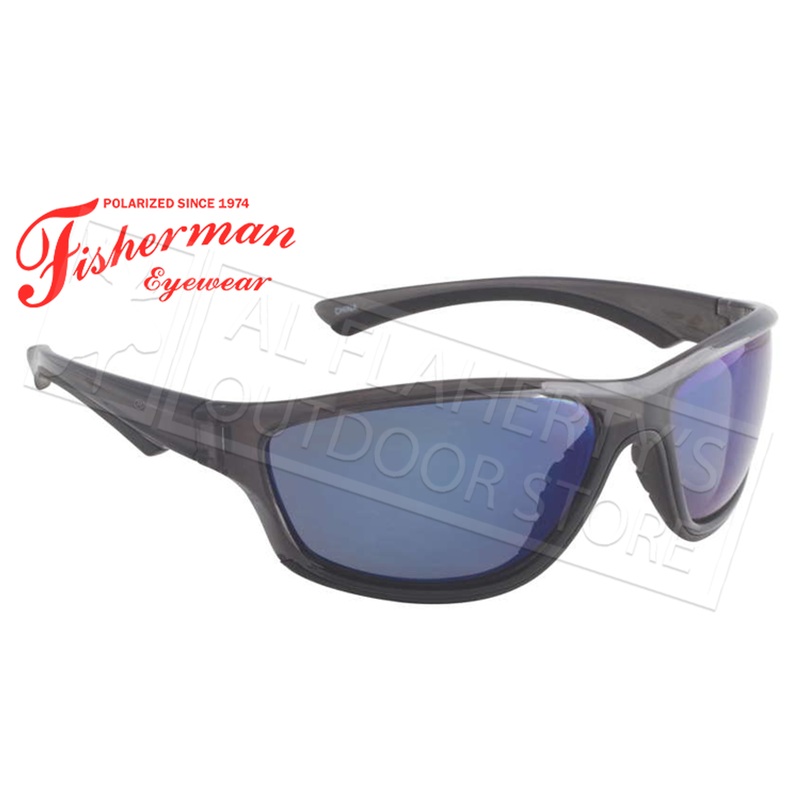 Fisherman Eyewear Rapid Polarized Glasses, Crystal Black Frame with Blue Mirror Lens #96100722