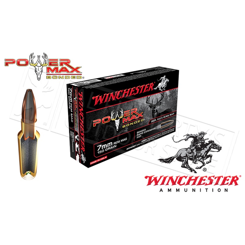 Winchester 7mm Rem Mag Power Max, Bonded HP 150 Grain Box of 20 #X7MMR1BP