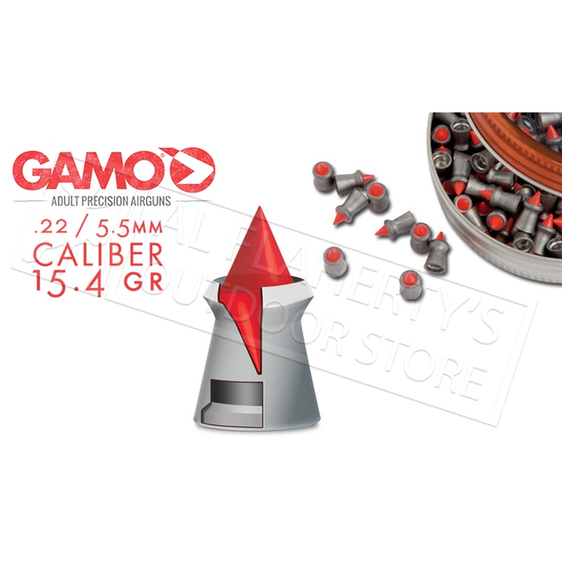 Gamo Red Fire Airgun Pellets, .22 Caliber 15.4 Grain Tin of 125 #632270454