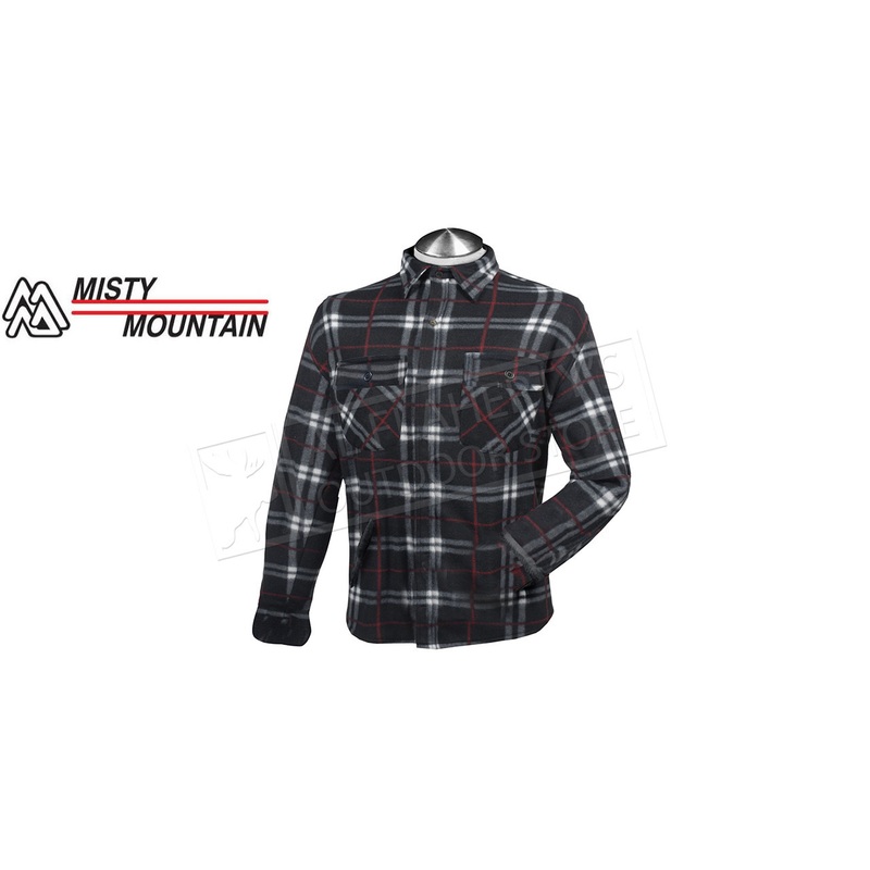 Misty Mountain Men’s Sherpa Fleece Full Zip Collared Jacket, Black & Red #5718