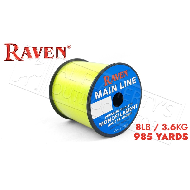 Raven Main Line Monofilament, Yellow 8lb 985 Yards #RVML08-Y