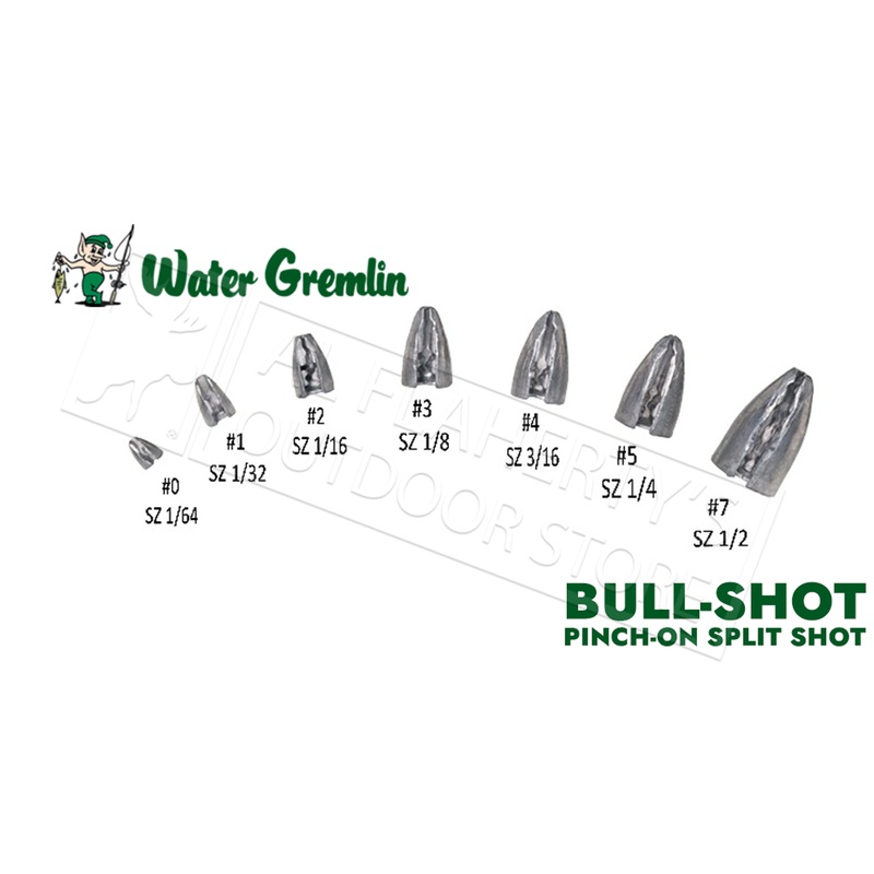 Water Gremlin BULL-SHOT Pinch On Bullet Weights, Various Size Zip Lip Pack #PBS