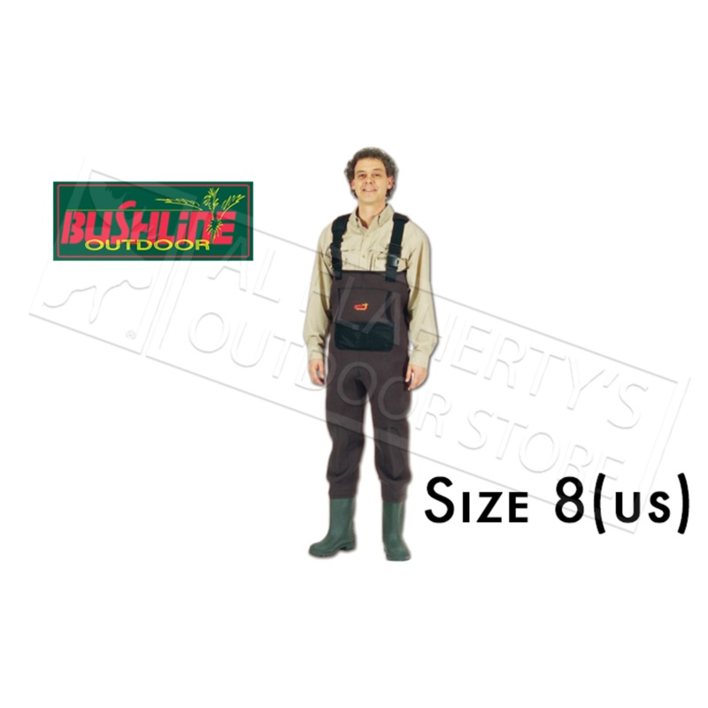 WFS Bushline Neoprene Chest Waders with Rubber Boots, Size 8 #6674