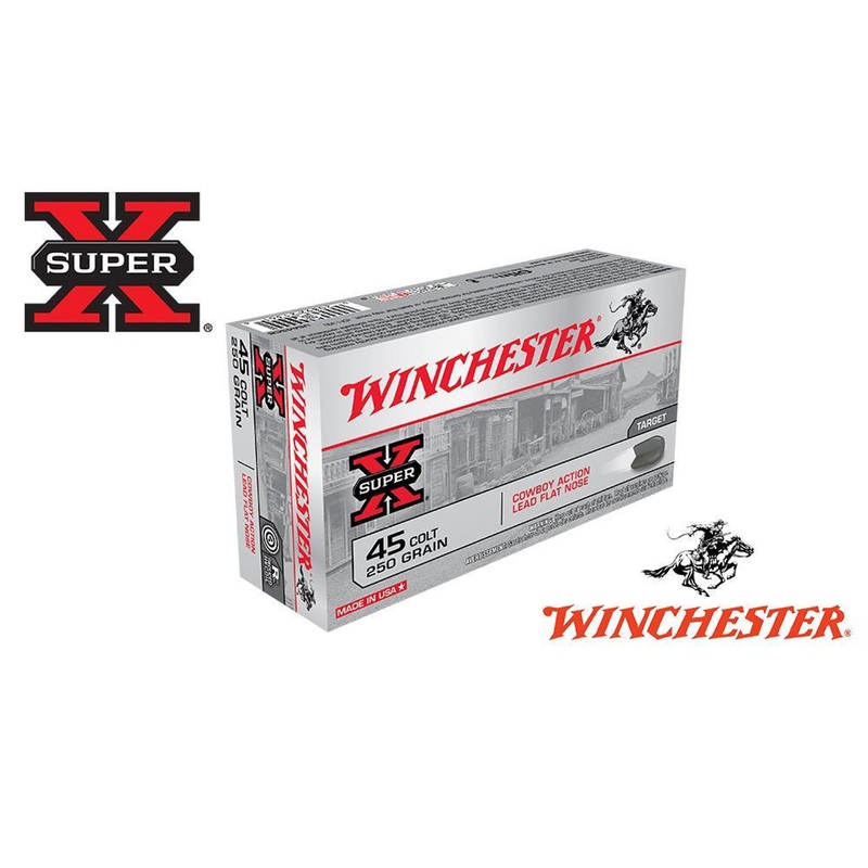 Winchester 45 Colt Super-X, Cowboy Action Lead Flat Nose 250 Grain Box of 50 #USA45CB