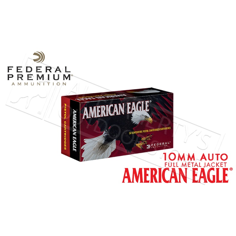 Federal American Eagle 10mm Auto, FMJ 180 Grain Box of 50 #AE10A