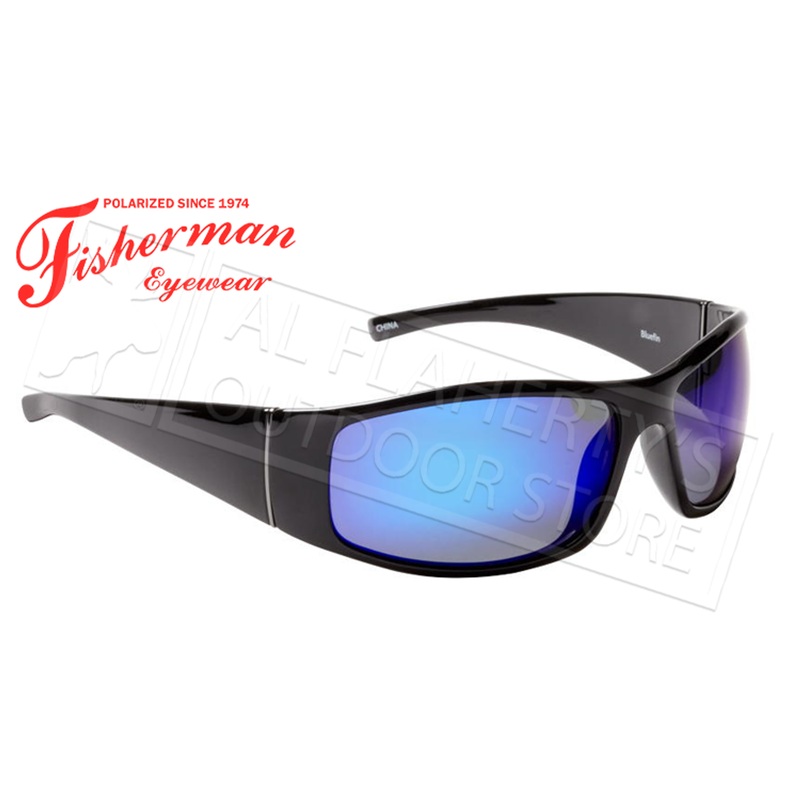 Fisherman Eyewear Bluefin Polarized Glasses, Matte Black Frame with Blue Mirror Lens #50573031