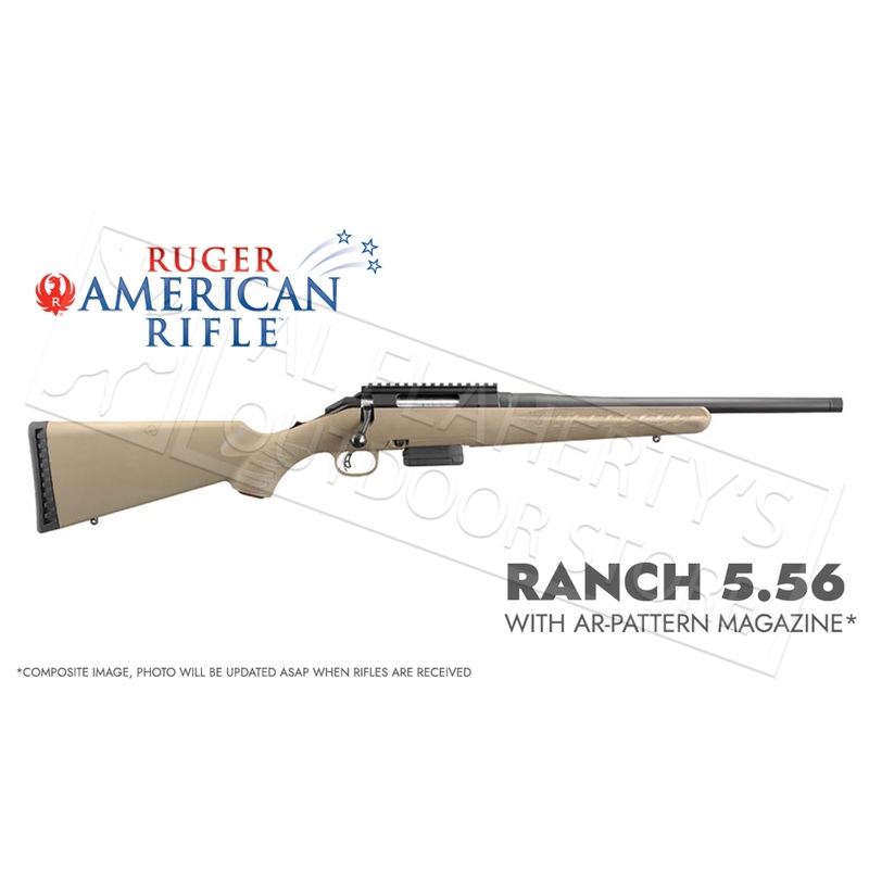 Ruger American Ranch Rifle FDE in 5.56 with AR Magazine and Threaded Barrel #36928