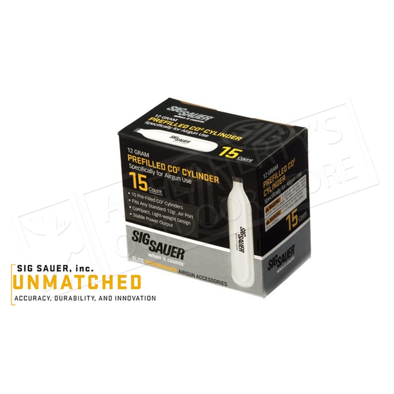SIG Sauer Air Pistol CO2 Replacement Cartridges 12G Standard, Box of 15 #SIGPAC1215