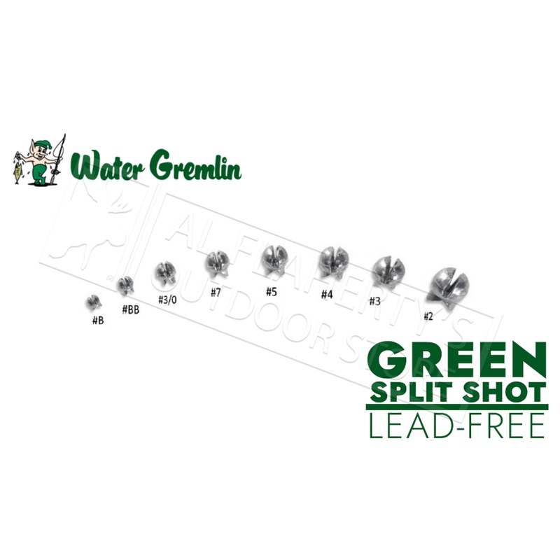 Water Gremlin Green Removable Split Shot, Zip Lip Packs, Lead Free, Sizes  BB to 3/0 #ZPSS