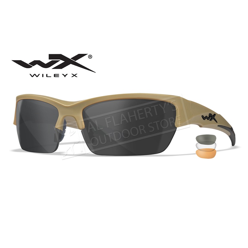 Wiley X Valor Shooting Glasses with Grey/Clear/Rust/Matte Tan Frame #CHVAL06T