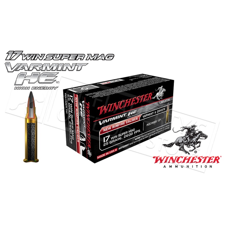 Winchester 17WSM Varmint HE, 25 Grain Box of 50 #S17W25
