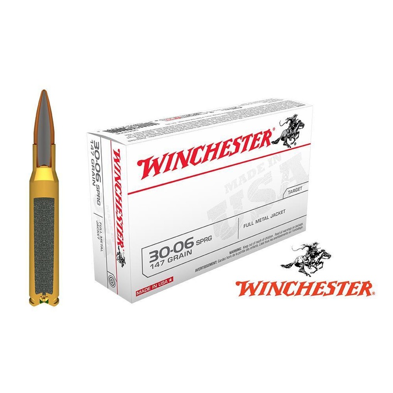 Winchester 30-06 Springfield White Box, FMJ 147 Grain Box of 20 #USA3006