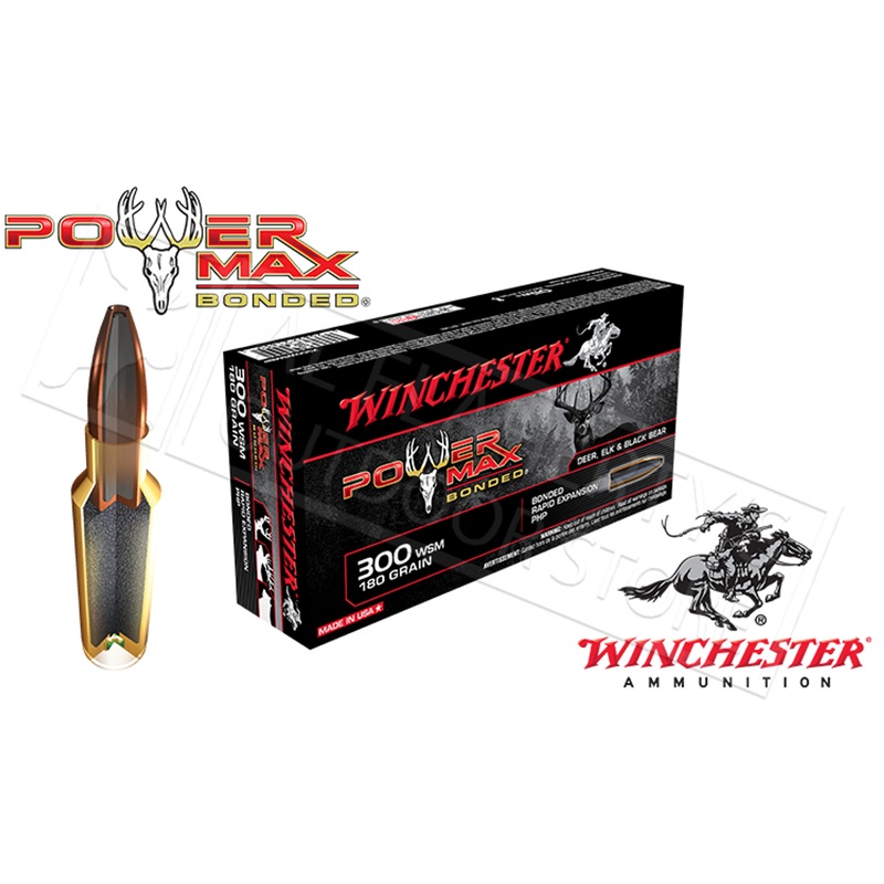 Winchester 300 WSM Power Max, Bonded HP 180 Grain Box of 20 #X300WSMBP