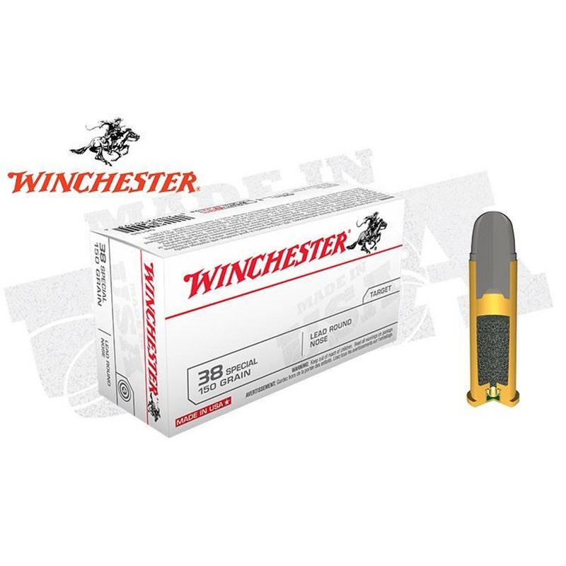 Winchester .38 Special White Box, Lead Round Nose 150 Grain Box of 50 #Q4196