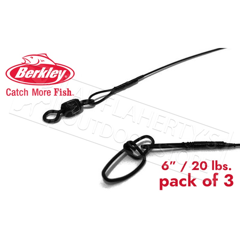 Berkley Barrel Swivel Wire Leaders, 20 lbs. 6 Inch, Pack of 3 #3W620BL