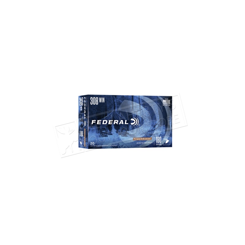 Federal Power Shok 308 WIN, 180 Grain Box of 20 #308B