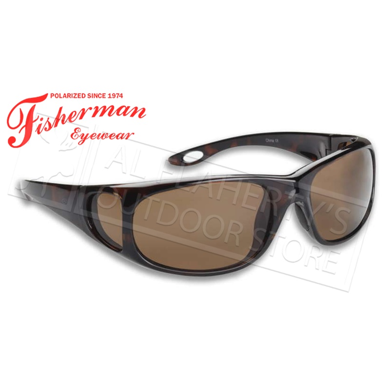 Fisherman Eyewear Grander Polarized Glasses for Fishing, Brown Tortoise and Brown Lens #90623