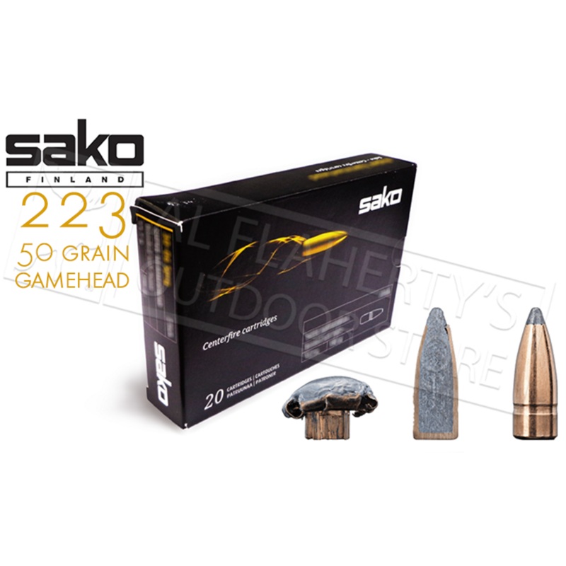 Sako Ammo 223 REM Gamehead, JSP 50 Grain Box of 20 #C611106GSA10
