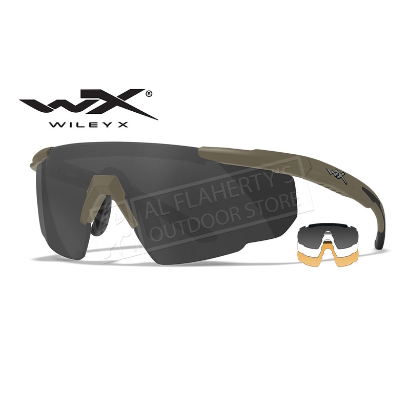 Wiley X Saber Advanced Shooting Glasses with Grey/Clear/Rust/Matte Tan Frame #308T