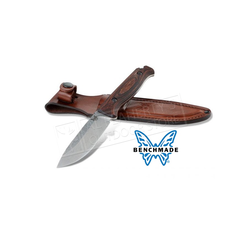 Benchmade 15002 Saddle Mountain Skinner Fixed Knife with Stabilized Wood handle and Leather Sheath #15002