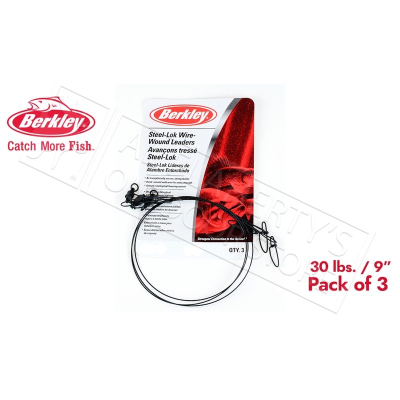 Berkley Ball Bearing Wire Leaders, 30 lbs. 9 Inch, Pack of 3 #3W930BCLB
