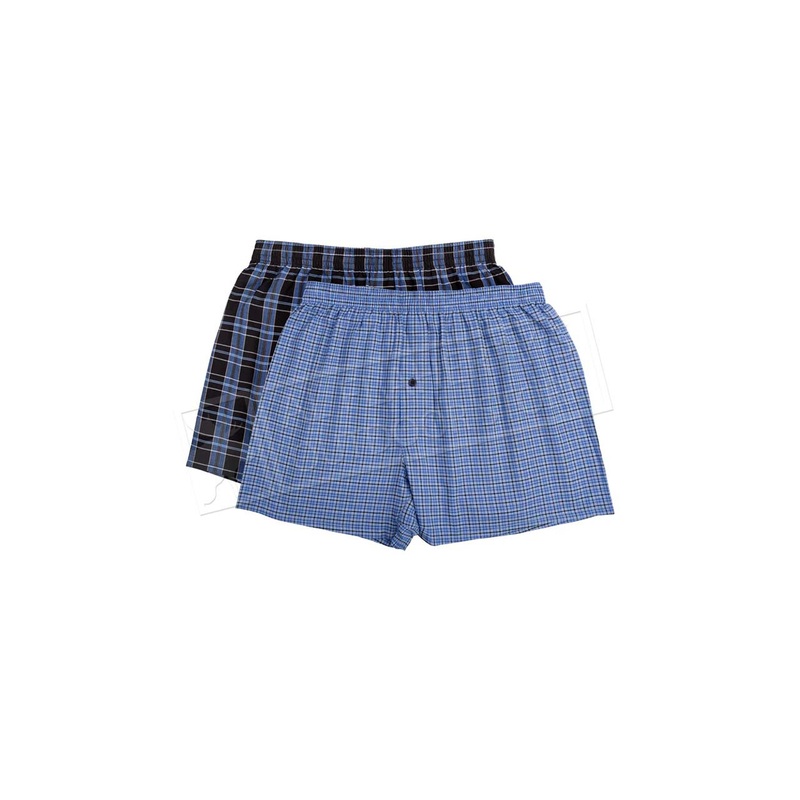 Stanfield’s Men’s 2 Pack Cotton Woven Plaid Boxer, Black/Blue Combo #2579-P40