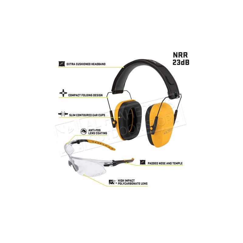 ULTRX Shield Ear & Eye Protection Combo, Interstate Yellow #4156