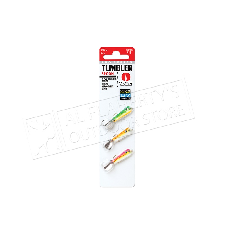 VMC Pro Series Tumbler Spoon UV Glow Kit, 1/12 oz. Size 12 Hooks Pack of 3 #TMS112GUV3