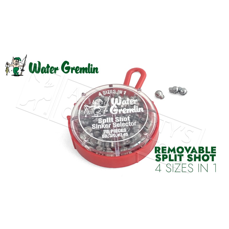 Water Gremlin Removable Split Shot, Sinker Selector 4-in-1 Pack, 78 Pieces, BB-3/0, 7, and 5 #700