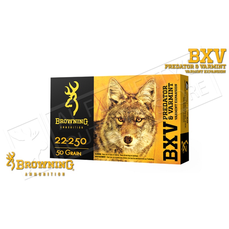 Browning Ammo 22-250 Rem BXV, 50 Grain Box of 20 #B192322250