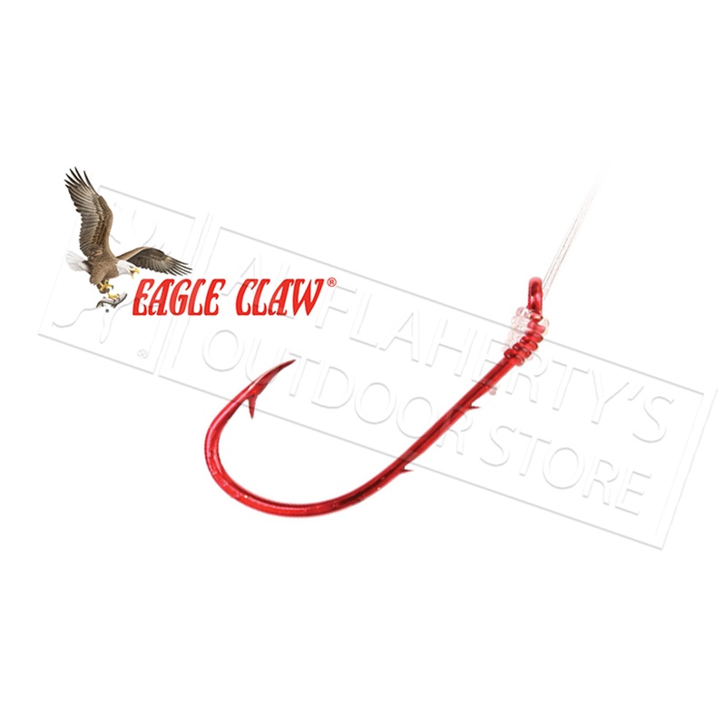 Eagle Claw Snelled Baitholder Hooks in Red, Sizes 8-2, Packs of 6 #139GEH – Size