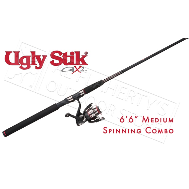 Shakespeare Ugly Stik GX2 Spinning Combo, Medium Power 6’6