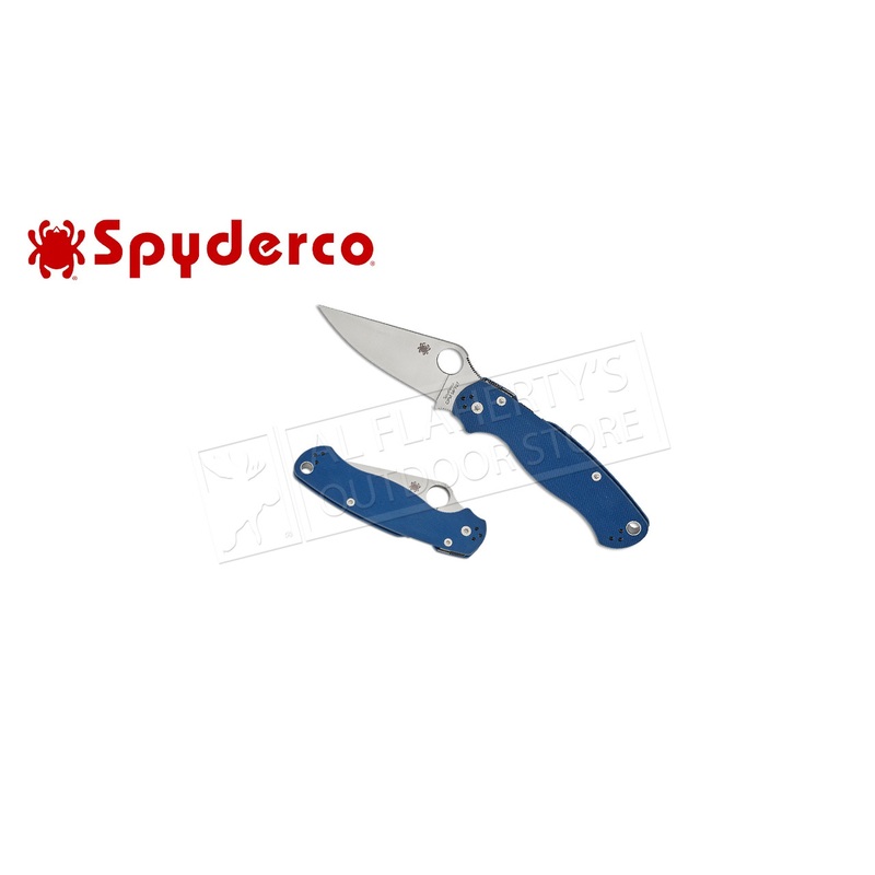 Spyderco Para Military 2 Cobalt G-10 SPY27, Plain Edge, Folding Knife #C81GCBL2