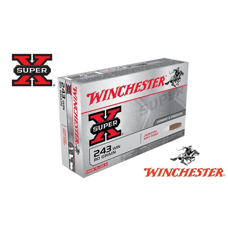 Winchester 243 WIN Super X, JSP 80 Grain Box of 20 #X2431