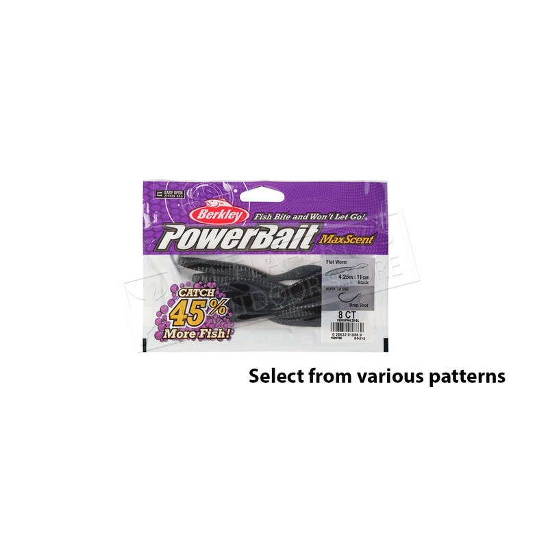 Berkley PowerBait MaxScent Flat Worm, Various Patterns, 4.25