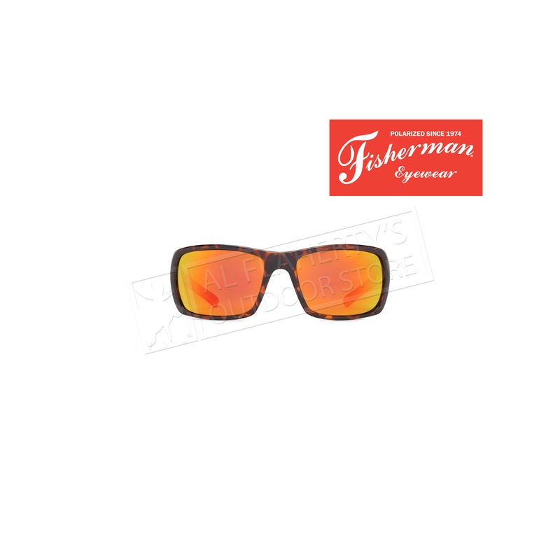 Fisherman Eyewear Hazard Polarized Sunglasses, Tortoise with Red Mirror Lens #50460222