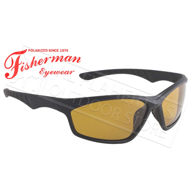 Fisherman Eyewear Polarsensor Delta Polarized Sunglasses, Black with Amber Lens #96100736