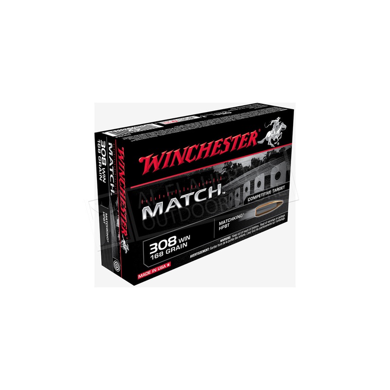 Winchester .308 Match Competitive Target, 168 Grain HPBT, Box of 20 #S308M