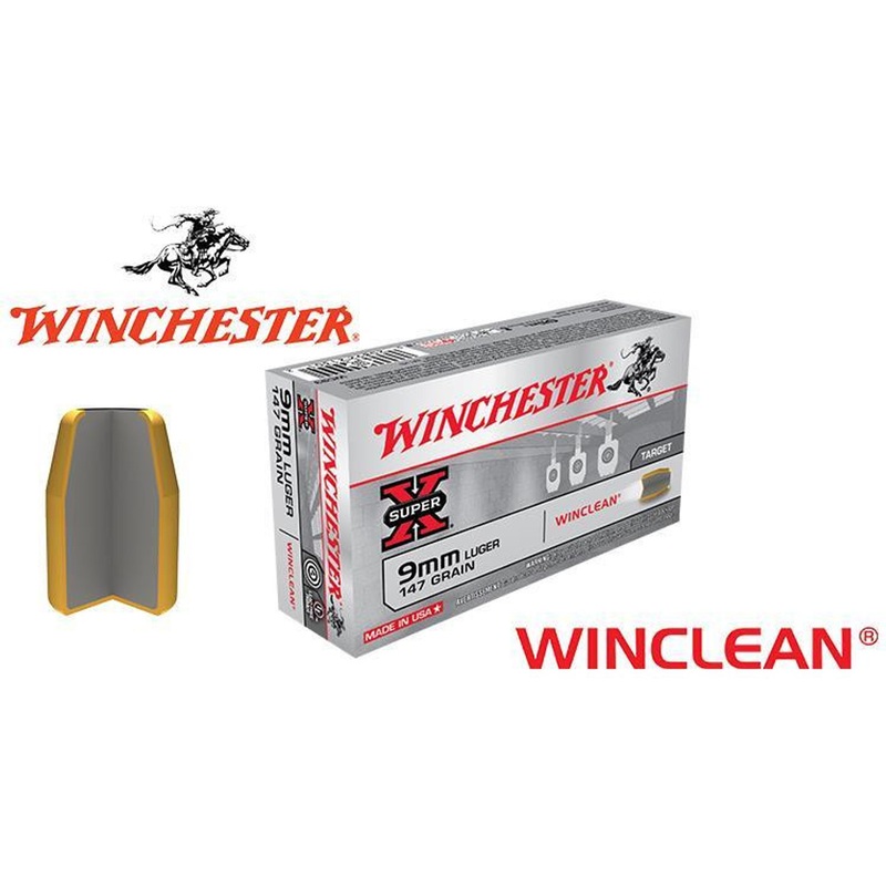 Winchester 9mm WinClean, FMJ 147 Grain Box of 50 #WC93