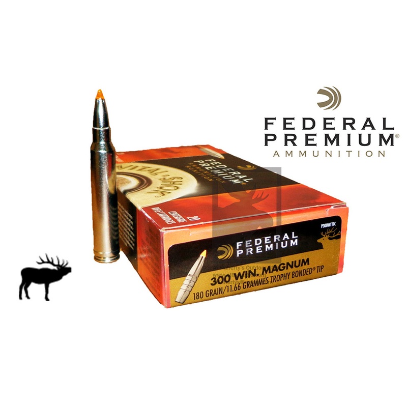 Federal Premium 300 Winchester Magnum Vital Shok, Trophy Bonded Tip 180 Grain Box of 20 #P300WTT1C