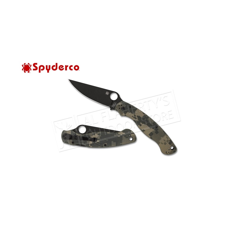 Spyderco Military 2 Camo Folding Knife, G-10 Black Blade #C36GCMOBK2