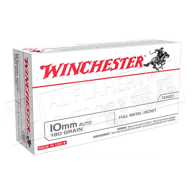 Winchester 10mm AUTO White Box – 180 Gr FMJ Box of 50 #USA10MM