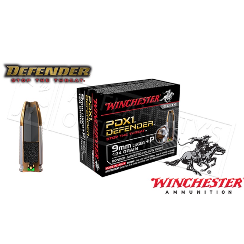 Winchester 9mm  P PDX Defender, JHP 124 Grain Box of 20 #S9MMPDB
